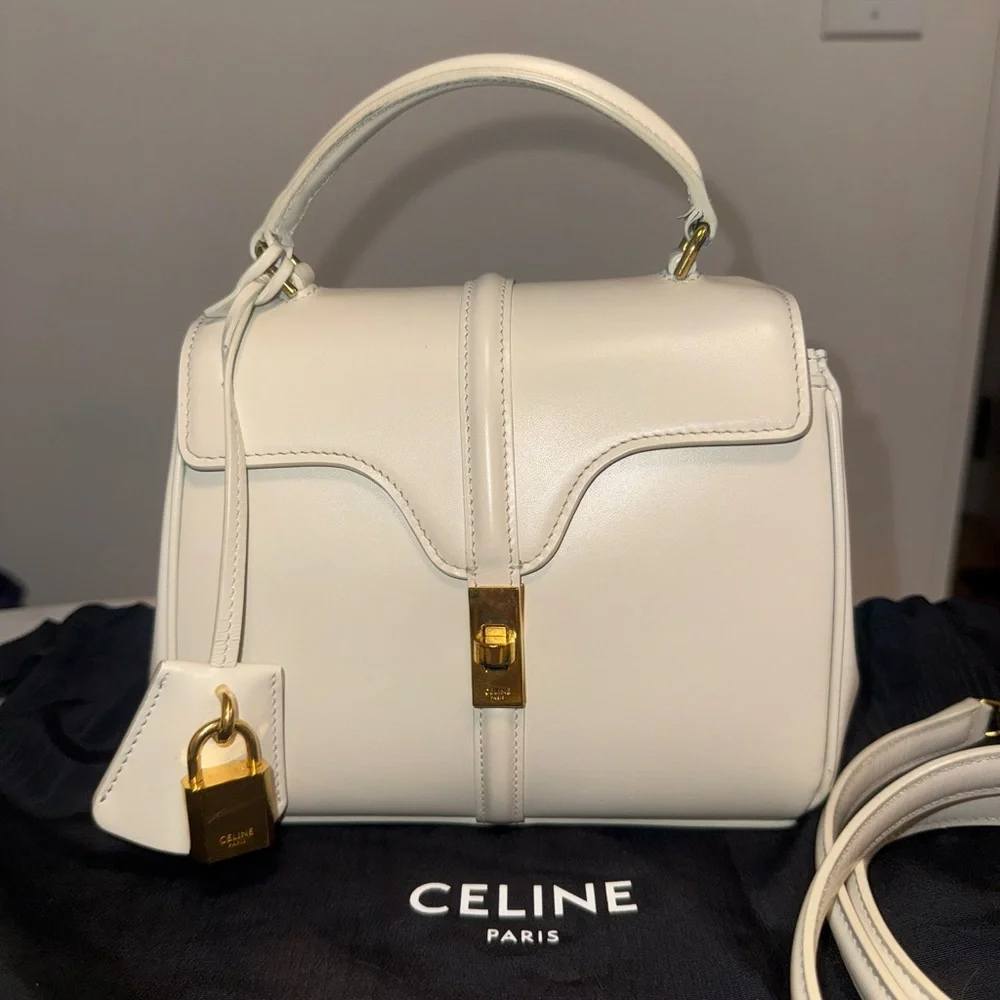 Celine 16 Top Handle Bag Smooth Calfskin Mini Cream
